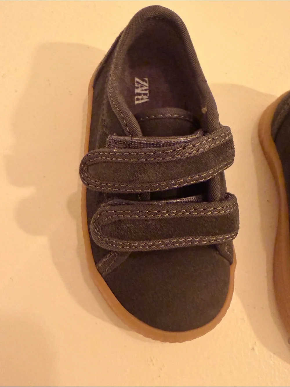 ZARA Baby Kids Gray Suede Double Velcro Sneakers EU 21